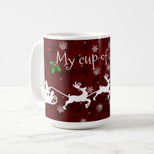 Rouge Père Noël Sleigh et Reindeer Coffee Mug