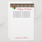 Rouge personnel de papeterie de Noël de plaid (Devant / Derrière)