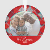 Rouge Plaid Motif Famille Photo Noël Keepsaké (dos)