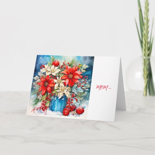 ROUGE POINSETTIA - CARTE DE NOËL DE MOM (Devant)