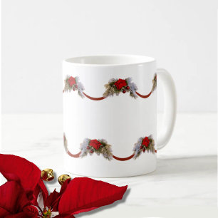 Rouge Poinsettia Garland café Mug