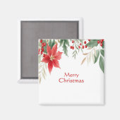 Rouge Poinsettia Magnet de Noël (Recto/Verso)