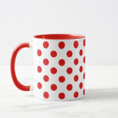 Rouge Pois du milieu du siècle sur Mug Blanche (Gauche)