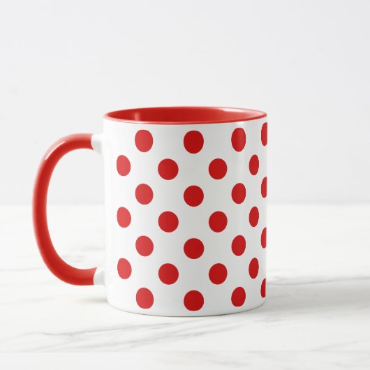 Rouge Pois du milieu du siècle sur Mug Blanche (Gauche)
