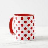 Rouge Pois du milieu du siècle sur Mug Blanche (Devant gauche)