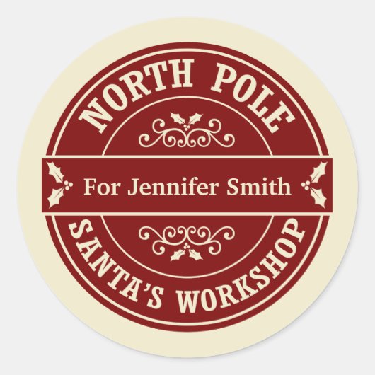 Rouge Pôle Nord Noël livraison autocollant cadeau  (Devant)