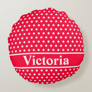 Rouge Polka Dots Rond Kussen