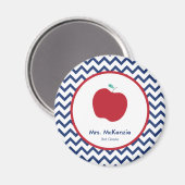 Rouge Pomme et marine Chevron Magnet enseignant (Recto/Verso)