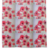 Rouge Poppy Fleur floral Aquarelle Douche rideau (Devant)