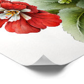 Rouge Primrose Fleurs Art Affiche d'impression (Coin)