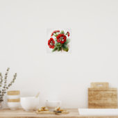 Rouge Primrose Fleurs Art Affiche d'impression (Cuisine)