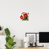 Rouge Primrose Fleurs Art Affiche d'impression (Bureau à domicile)