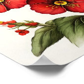 Rouge Primrose Fleurs Art Affiche d'impression (Coin)
