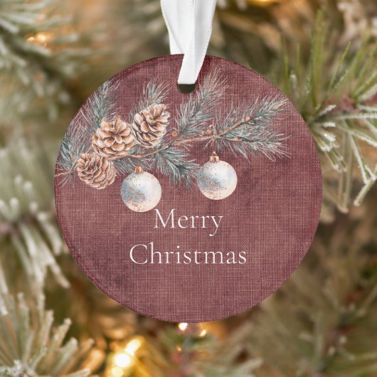 Rouge profond Faux Lin (look lin) Cônes de pin (Arbre)