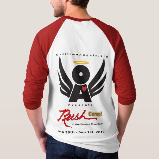 Rouge raglan de base RushCamp de T-shirt de la (Dos)