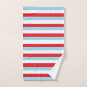 Rouge, rayures bleues et blanches en pastel (Serviette à main)