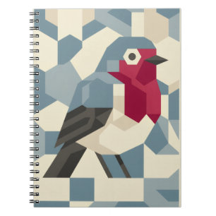 Rouge Robin dans un cahier à spirale en bloc vecto