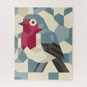 Rouge Robin dans un puzzle vectoriel en bloc