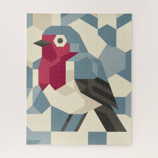 Rouge Robin dans un puzzle vectoriel en bloc (Vertical)
