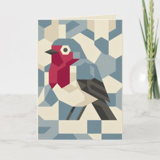 Rouge Robin dans une carte de Noël à bloc vectorie (Devant)