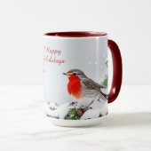 Rouge Robin de Noël Mug (Devant droit)