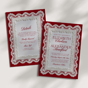 Rouge Rood Oud Geld Kant Trouw + Details Kaart