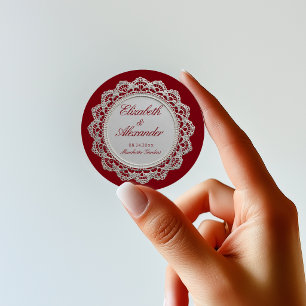 Rouge Rood Oud Geld Kant Trouw Ronde Sticker
