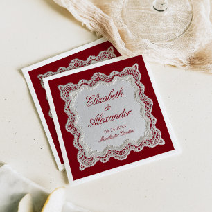 Rouge Rood Oud Geld Kant Trouw Servet