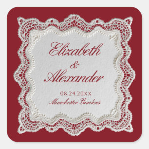 Rouge Rood Oud Geld Kant Trouw Vierkante Sticker