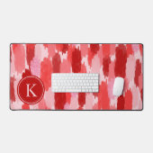 Rouge rose Abstrait brosses Motif Monogramme (Clavier et souris)