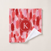 Rouge rose Abstrait brosses Motif Monogramme (Gant de toilette)