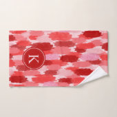 Rouge rose Abstrait brosses Motif Monogramme (Serviette à main)