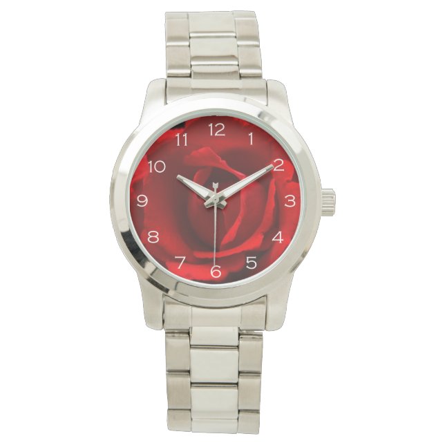 Rouge Rose blanc chiffres Montre cnm (devant)