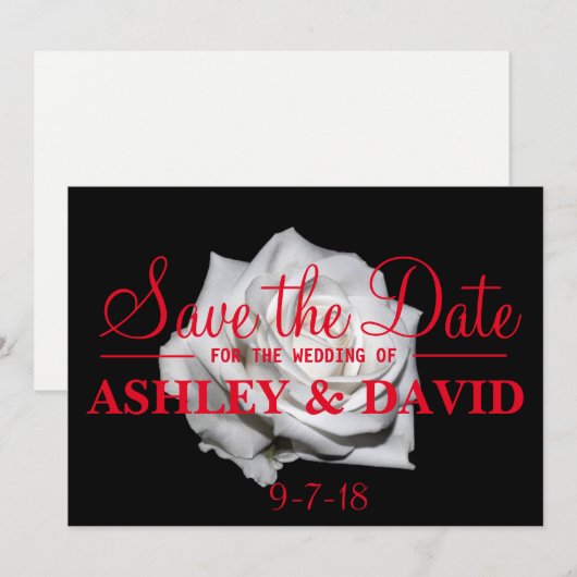 Rouge Rose blanche Script Enregistrer la carte de  (Devant / Derrière)