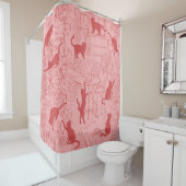 Rouge rose Chat Paris Café Rideau de douche (En situation)