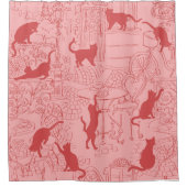 Rouge rose Chat Paris Café Rideau de douche (Devant)