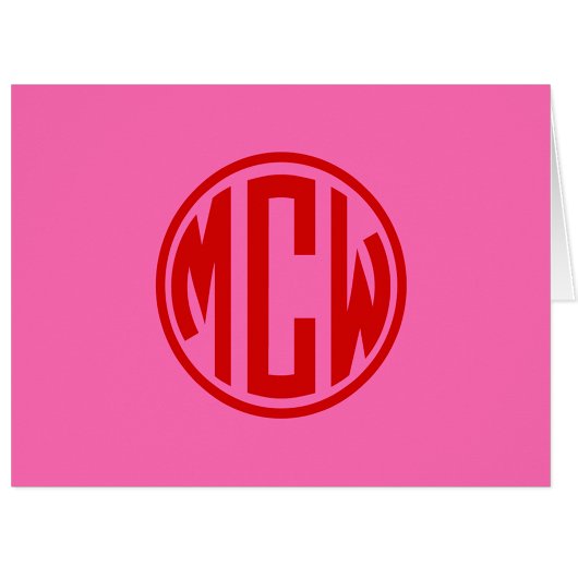 Rouge Rose Chaud Monogramme Cercle DIY BG