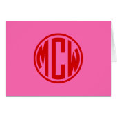 Rouge Rose Chaud Monogramme Cercle DIY BG (Devant Horizontal)