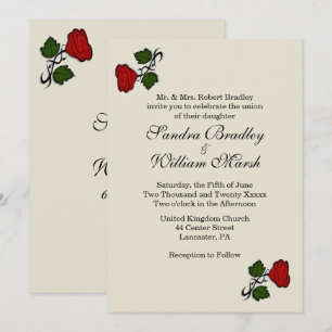 Rouge Rose crème Faire-part de mariage classique