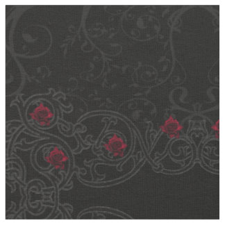 Rouge Rose Damask Scroll tissu gothique