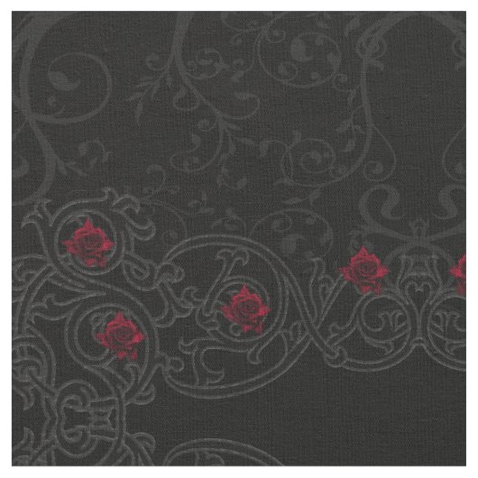 Rouge Rose Damask Scroll tissu gothique (Fermer)