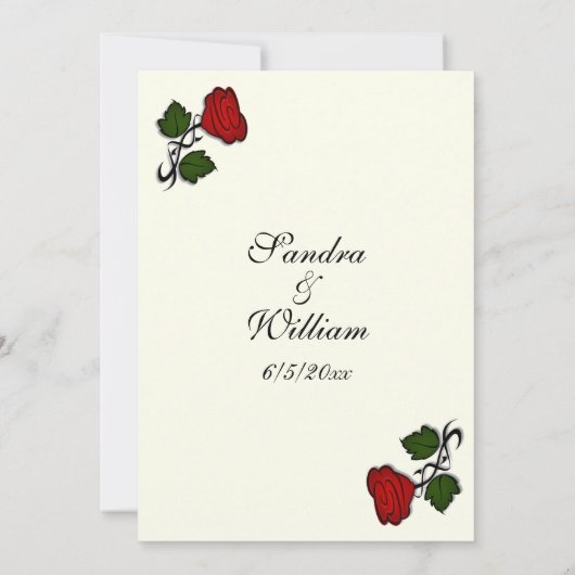 Rouge Rose ivoire Faire-part de mariage classique (Dos)