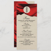 Rouge Rose Kraft Rustic Glam Élégant Menu de maria (Devant / Derrière)