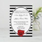 Rouge Rose noir et blanc Faire-part de mariage (Debout devant)
