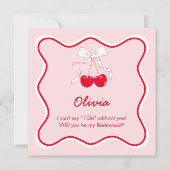 Rouge Rose Seras-tu ma demoiselle d'honneur Carte (Devant)