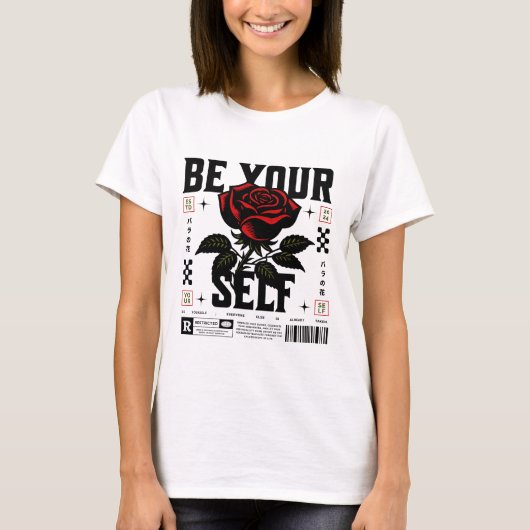 Rouge Rose Soyez Vous-même Graphique T-Shirt (Devant)