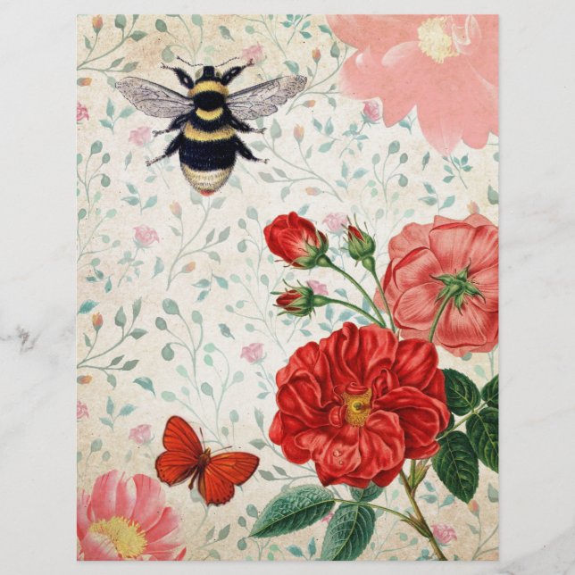 Rouge Roses & Abeille Papier Vintage (Devant)