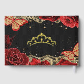 Rouge Roses Black Or dentelle papillon Quinceañera (Verso)