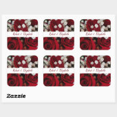 Rouge Roses blanc bannière mariage autocollant (Feuille)