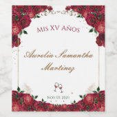 Rouge Roses Quinceañera Vin bouteille Étiquette (Étiquettes simples)